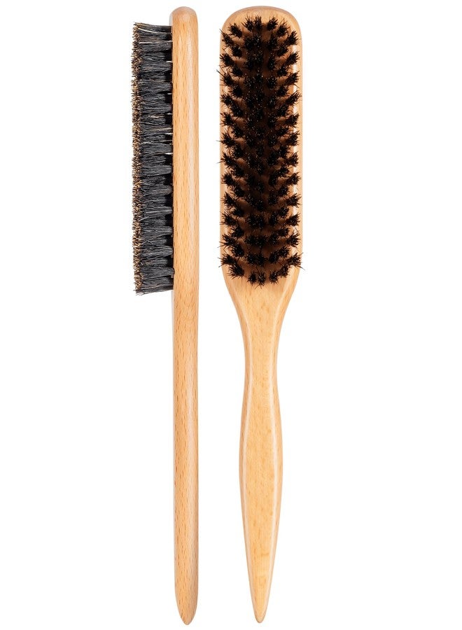 STYLEMATE Slick Back Hair Brush for Women & Men, Boar Bristle Hair Brush for Thin & Fine Hair, Soft Smoothing Baby Hairs for Polishing, Deepening, Styling, Sectioning & Parting-Wide Rat Tail - Image 1